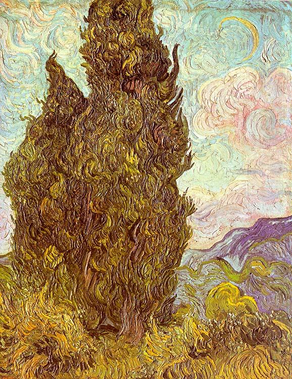 Vincent Van Gogh Two Cypresses Spain oil painting art